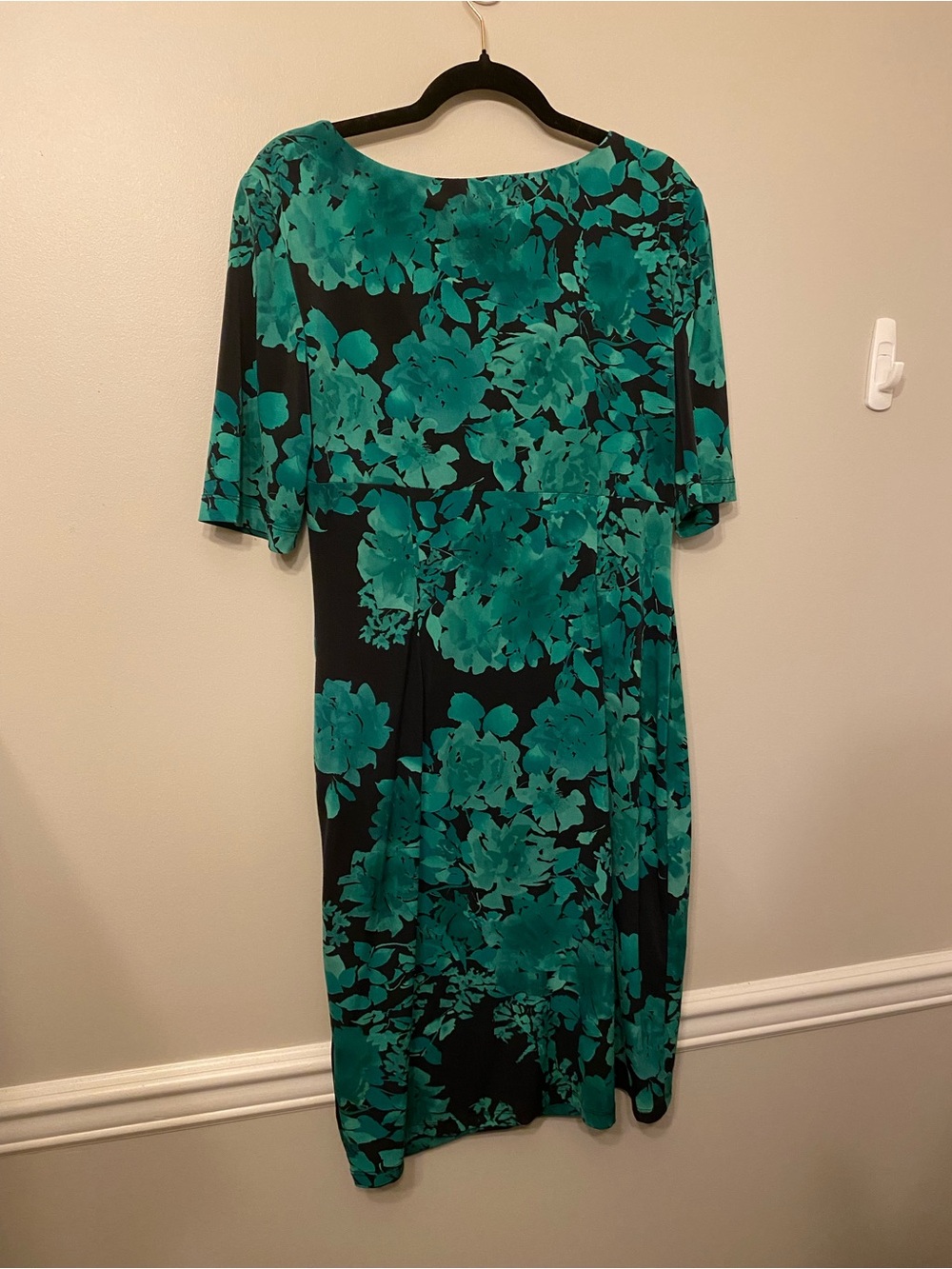 connected apparel Black Sheath Dress with Teal Floral Print - Picture 4 of 4